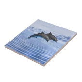 青い海に浮澄んかぶイルカ タイル (側面)