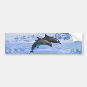 青い海に浮澄んかぶイルカ バンパーステッカー