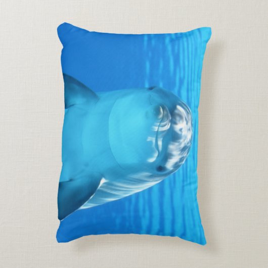 青い海のかわいいイルカの海生動物 アクセントクッション (裏面(縦))