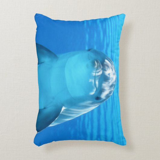 青い海のかわいいイルカの海生動物 アクセントクッション (正面(垂直))
