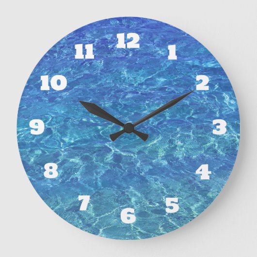 青い海のアブストラクトビーチ沿い コースト ナウチカル デコレーション ラージ壁時計 (正面)