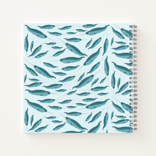 青い海のイルカ模様 ノートブック (裏面)