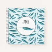 青い海のイルカ模様 ノートブック (正面)