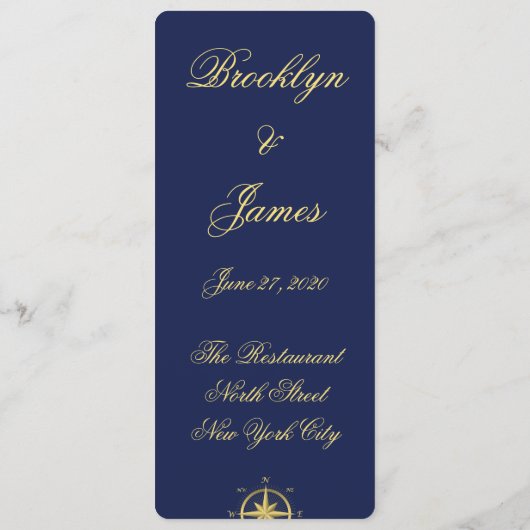 青い海のウェディングメニュー オーダーメイド招待状 メニュー (裏面)