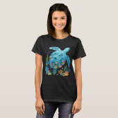 青い海のウミガメで地球を救おう Tシャツ (正面フル)