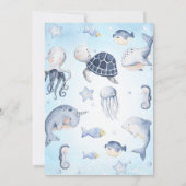 青い海のカメさん ワンダー ザ シー 1歳の誕生日 招待状 (裏面)