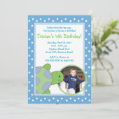 青い海のカメのトカゲ *写真* 誕生日 5x7 招待状 (スタンド正面)