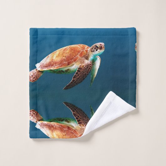 青い海のカメ ウォッシュタオル (ウォッシュタオル)