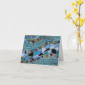 青い海のガラスモザイクメッセージカード カード (黄色い花)