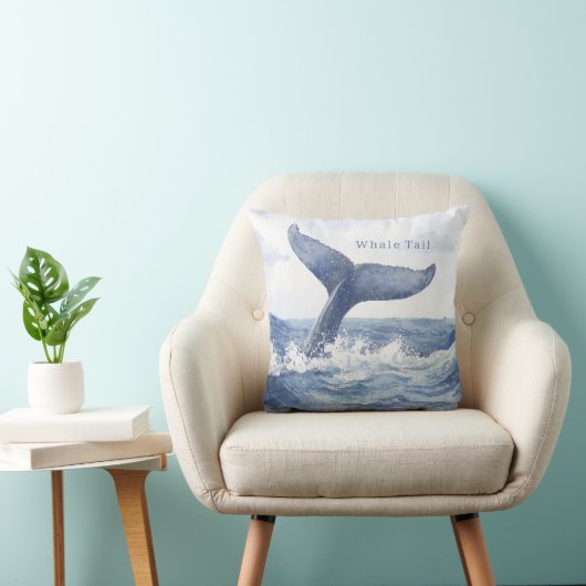 青い海のクジラの尾 クッション (椅子)