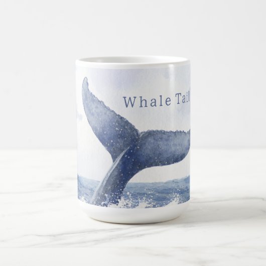 青い海のクジラの尾 コーヒーマグカップ (中央)