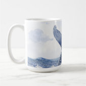 青い海のクジラの尾 コーヒーマグカップ (左)