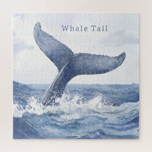 青い海のクジラの尾 ジグソーパズル (縦)