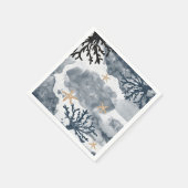 青い海のサンゴの水彩エレガントパーティー スタンダードカクテルナプキン (角)