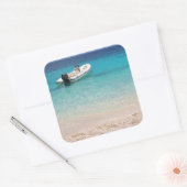 青い海のスピードボート スクエアシール (封筒)