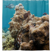 青い海のタコのシャワーカーテン シャワーカーテン (正面)