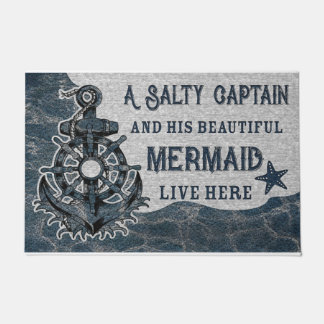 青い海のデザイン、夏のヴィンテージ ドアマット