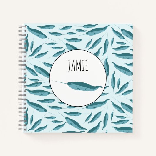 青い海のナルワールパターン ノートブック (正面)