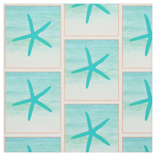 青い海のヒトデの生地 ファブリック (見本)