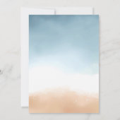 青い海のビーチの砂浜でのウェディング セーブザデート (裏面)