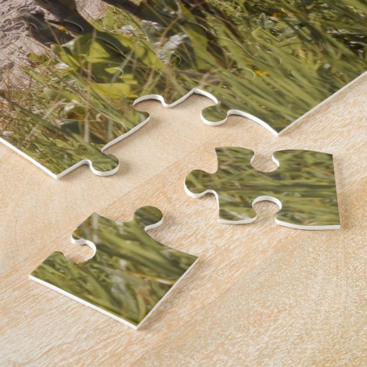 青い海のビーチは写真を振ります ジグソーパズル (側面)