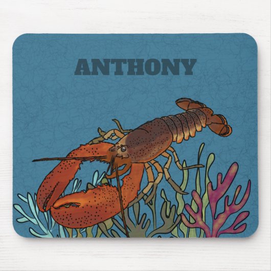 青い海のロブスター パーソナライズされた マウスパッド (正面)