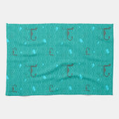 青い海の上でアイスバーグと魚を可愛くネシー キッチンタオル (横)