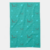 青い海の上でアイスバーグと魚を可愛くネシー キッチンタオル (縦)
