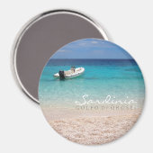 青い海の丸い文字磁石のスピードボート マグネット (正面/裏面)