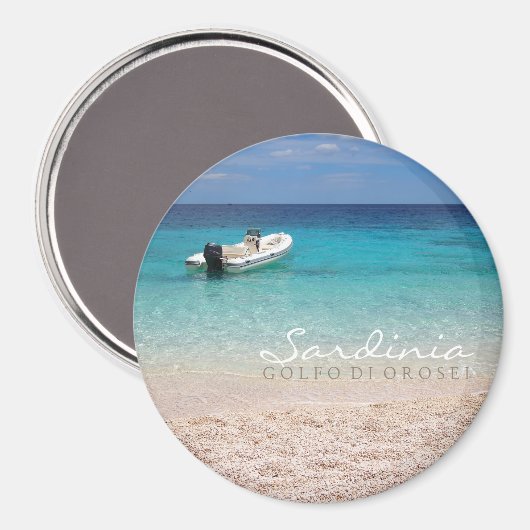 青い海の丸い文字磁石のスピードボート マグネット (正面/裏面)