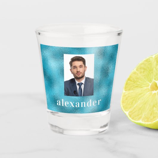 青い海の写真名 ショットグラス (正面)