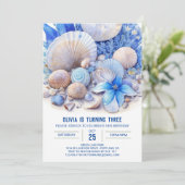 青い海の夢の少年誕生日パーティーへの招待状 招待状 (スタンド正面)