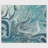 青い海の抽象画 ラッピングペーパー (フラット)