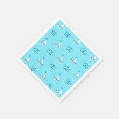 青い海の模様の帆船 スタンダードカクテルナプキン (角)