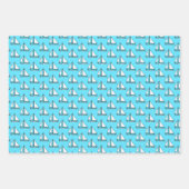 青い海の模様の帆船 ラッピングペーパーシート (正面)