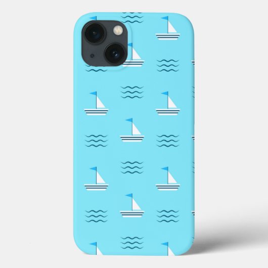 青い海の模様の帆船 Case-Mate iPhoneケース (裏面)