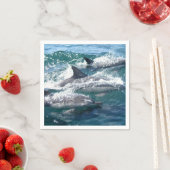 青い海の水の中で泳ぐイルカ海 スタンダードカクテルナプキン (インサイチュ)