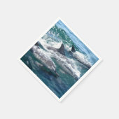 青い海の水の中で泳ぐイルカ海 スタンダードカクテルナプキン (角)