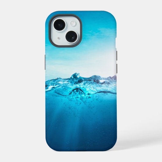 青い海の水中 iPhone 15ケース (裏面)