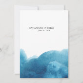 青い海の水彩モダン結婚式招待状 招待状 (裏面)