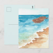 青い海の水彩画絵を描 ポストカード (正面/裏面)