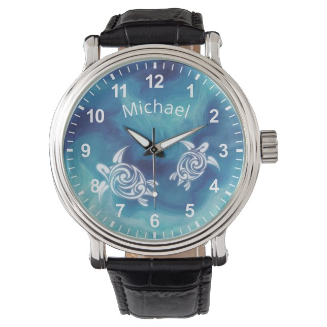 青い海の水色名 腕時計 (正面)