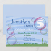 青い海の泡の子供の誕生日招待状 招待状 (正面/裏面)