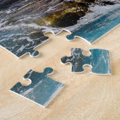 青い海の波と岩、家族 ジグソーパズル (側面)