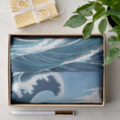 青い海の波と青い空の白い雲 薄葉紙 (ギフト)