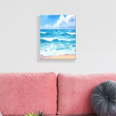 青い海の波 | ビーチ 海 水彩画 キャンバスプリント (インサイチュ (リビング))