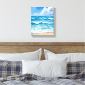 青い海の波 | ビーチ 海 水彩画 キャンバスプリント (インサイチュ (寝室))
