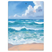 青い海の波 | ビーチ 海 水彩画  クリップボード (裏面)