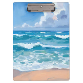 青い海の波 | ビーチ 海 水彩画  クリップボード