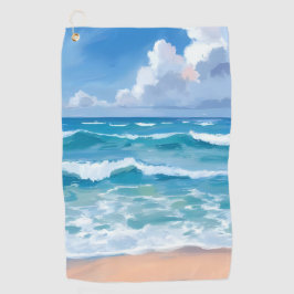 青い海の波 | ビーチ 海 水彩 ゴルフタオル